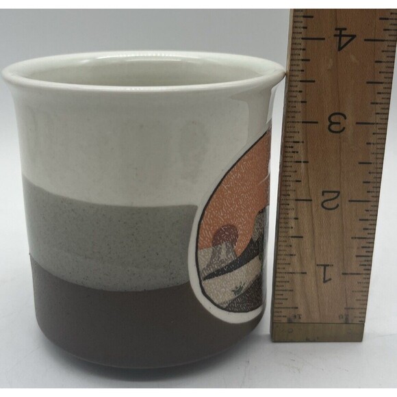 Vtg Otagiri Desert Scene Coffee Mug Brown Grey White Sunset Cactus Desert Scene - Picture 5 of 7